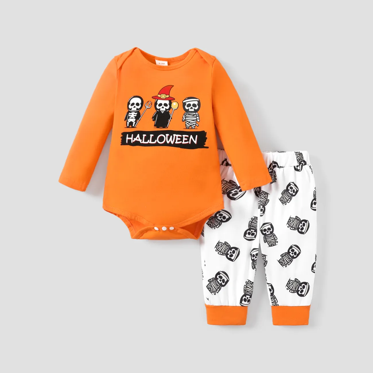 2pcs Baby Boy Childlike Halloween Pattern Set Orange big image 1