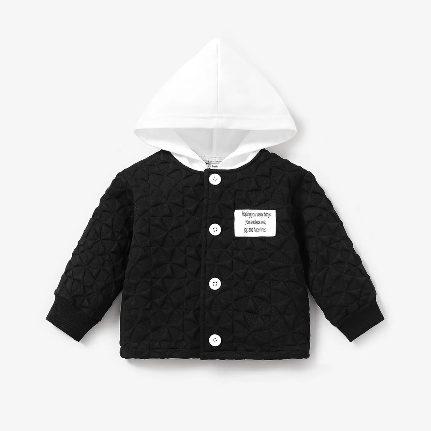 Baby Boy Avant-garde Solid Color Long Sleeve Coat  Black big image 1