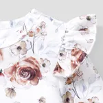  2PCS Baby Girl Sweet Big Flower Flutter Sleeve Top/Solid Pant Set
  image 3