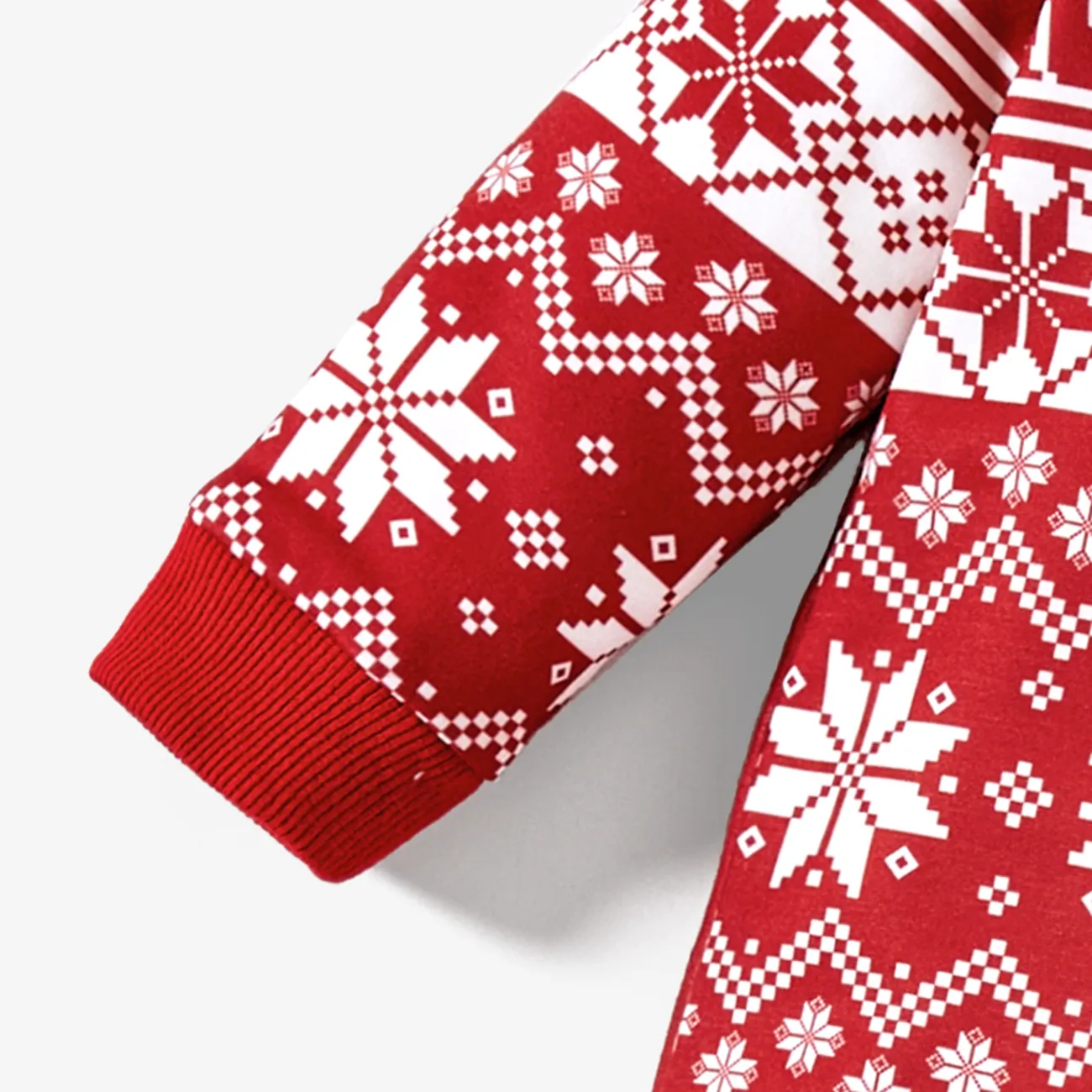 Christmas Family Matching Festival Theme Print Long Sleeve Tops Red big image 1