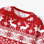 Christmas Family Matching Festival Theme Print Long Sleeve Tops Red image 3