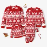 Christmas Family Matching Festival Theme Print Long Sleeve Tops Red image 2