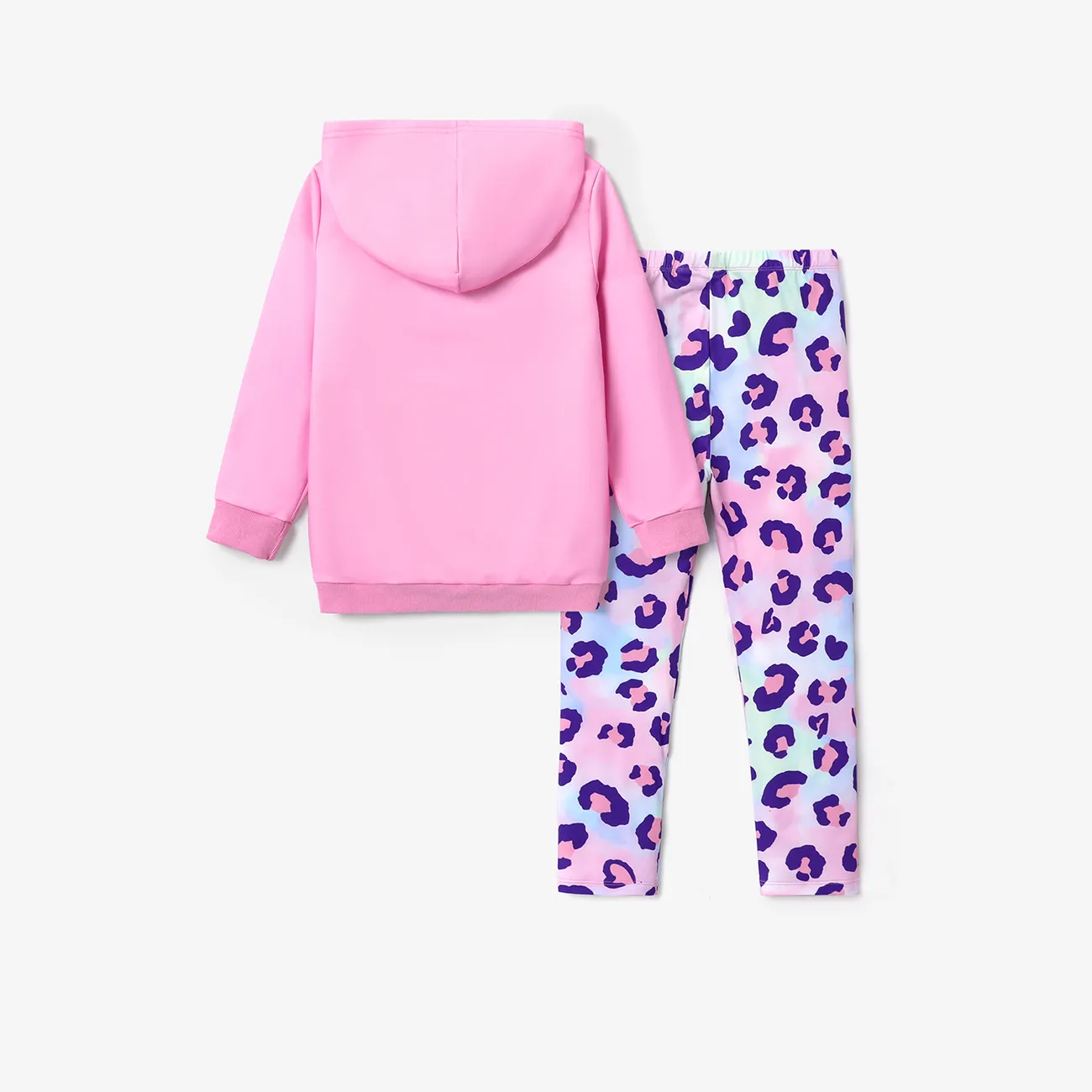 Disney Mickey and Friends Kid Girl 2pcs Long-sleeve Top and Leopard Print Pants Set  Pink big image 1