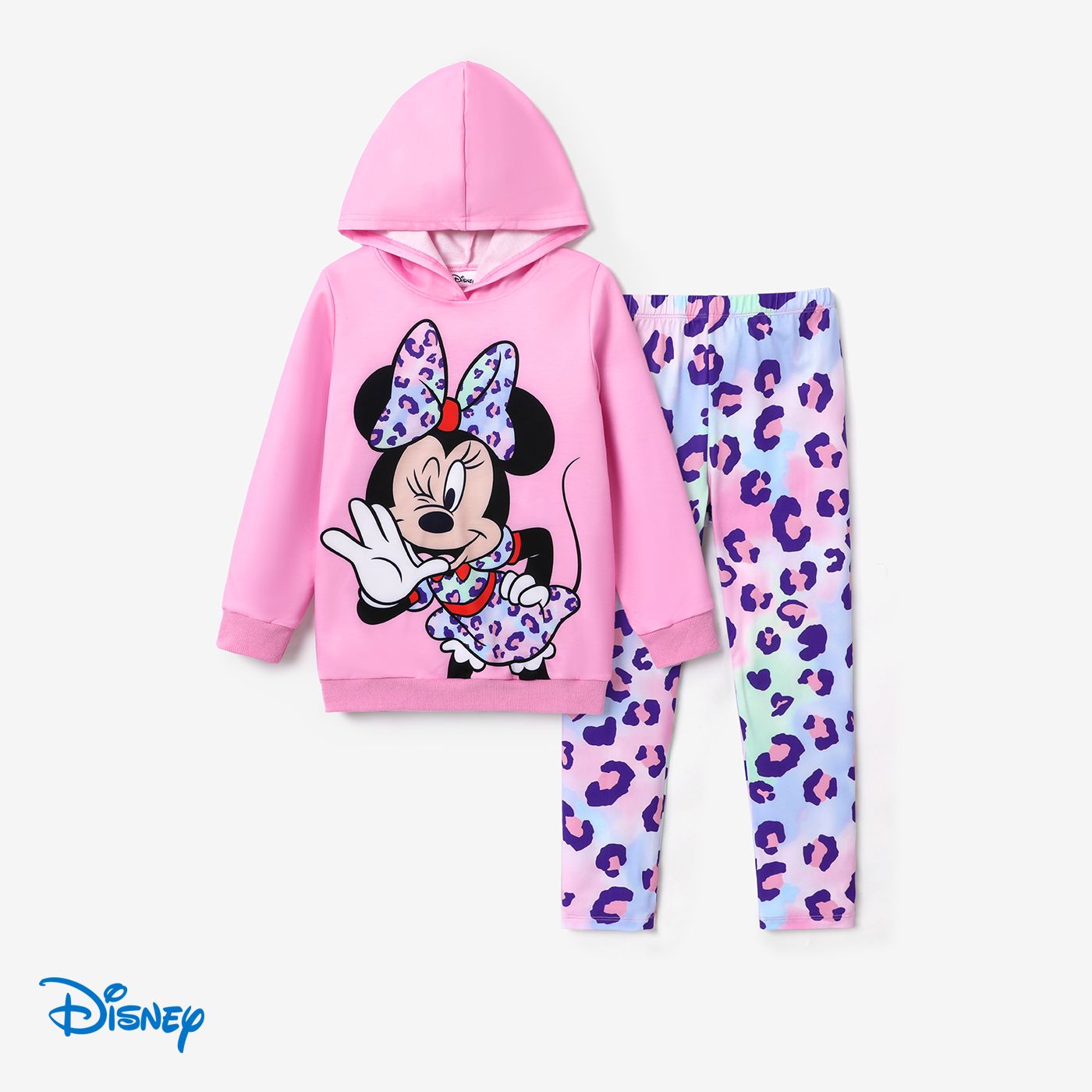 Disney Mickey And Friends Kid Girl 2pcs Long-sleeve Top And Leopard Print Pants Set