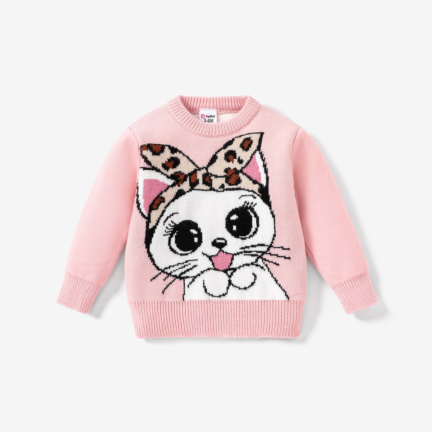 

Baby Girl Childlike Animal Cat Pattern Sweater