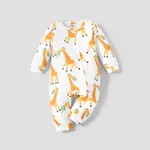 Baby Girl/Boy Giraffe Pattern Long Sleeve Jumpsuit with Zipper Yellow