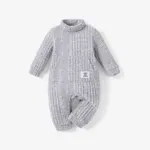 Baby Boy Basic Solid Color Long Sleeve Jumpsuit Grey