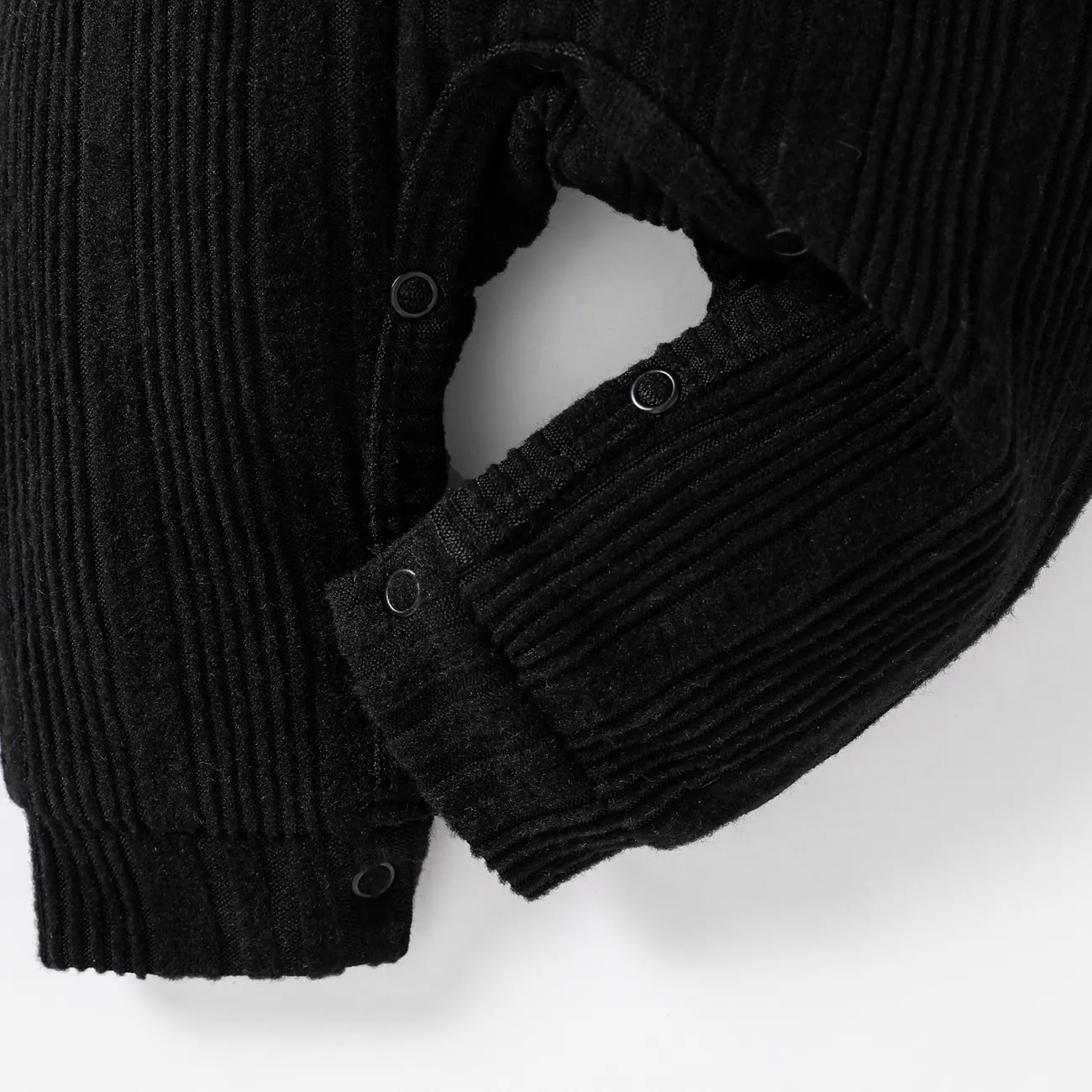 Baby Boy Basic Solid Color Long Sleeve Jumpsuit Black big image 1