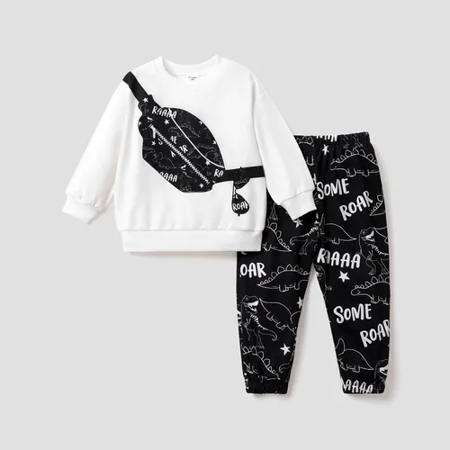 2pcs Toddler Boy/Girl  Dinosaur Printed Long Sleeves Set