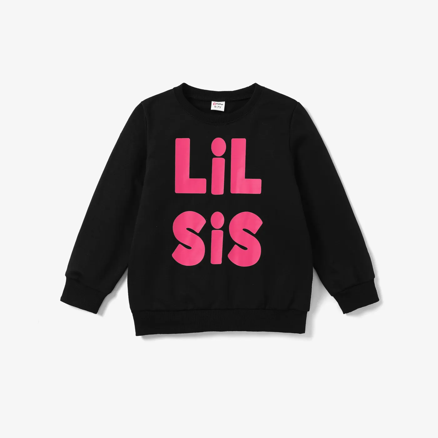 Kid Girl Avant-garde Letter Sweatshirt Black
