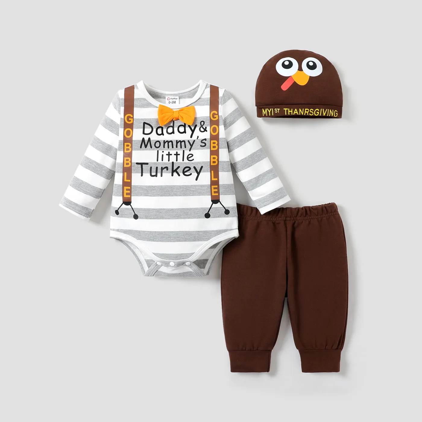 3pcs Baby Boy Halloween Childlike Letter Pattern Set