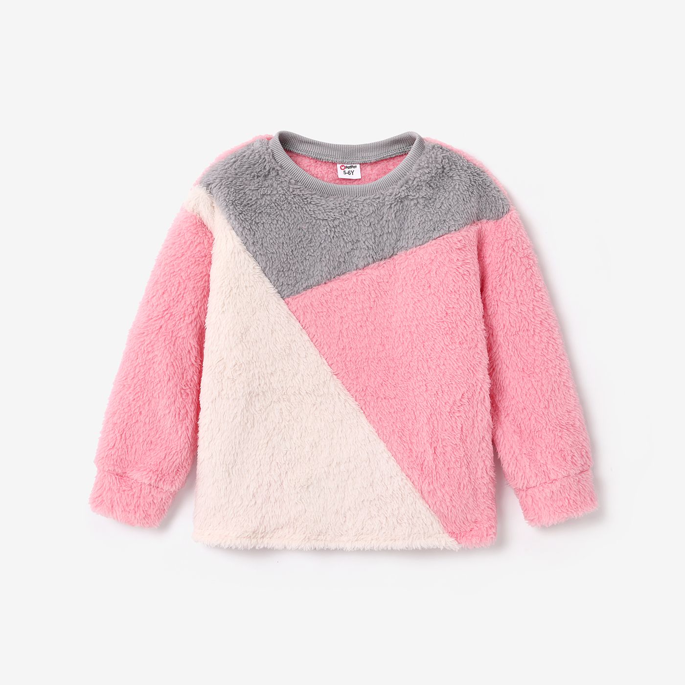 Kid Girl Sweet Colorblock Fleece Pullover Sweatshirt
