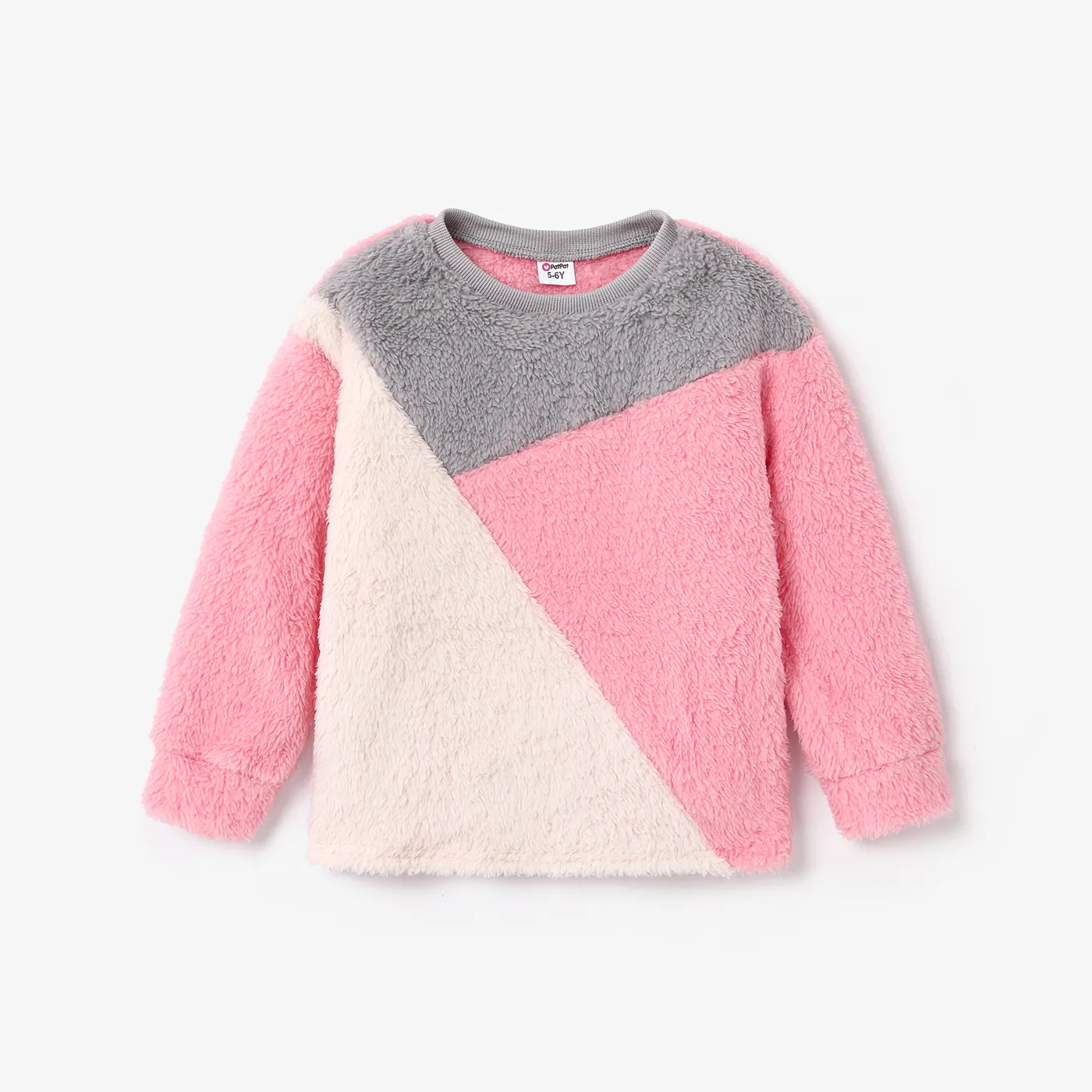 Kid Girl Sweet Colorblock Fleece Pullover Sweatshirt