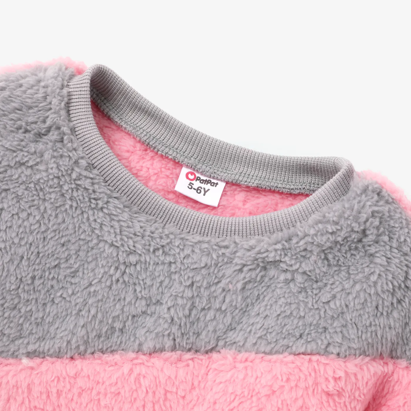 Kid Girl Sweet Colorblock Fleece Pullover Sweatshirt ColorBlock image 4