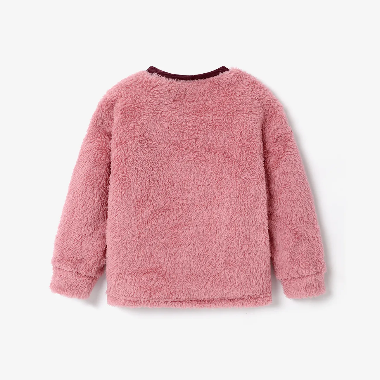 Criança Menina Costuras de tecido Pullover Sweatshirt Vermelho big image 1