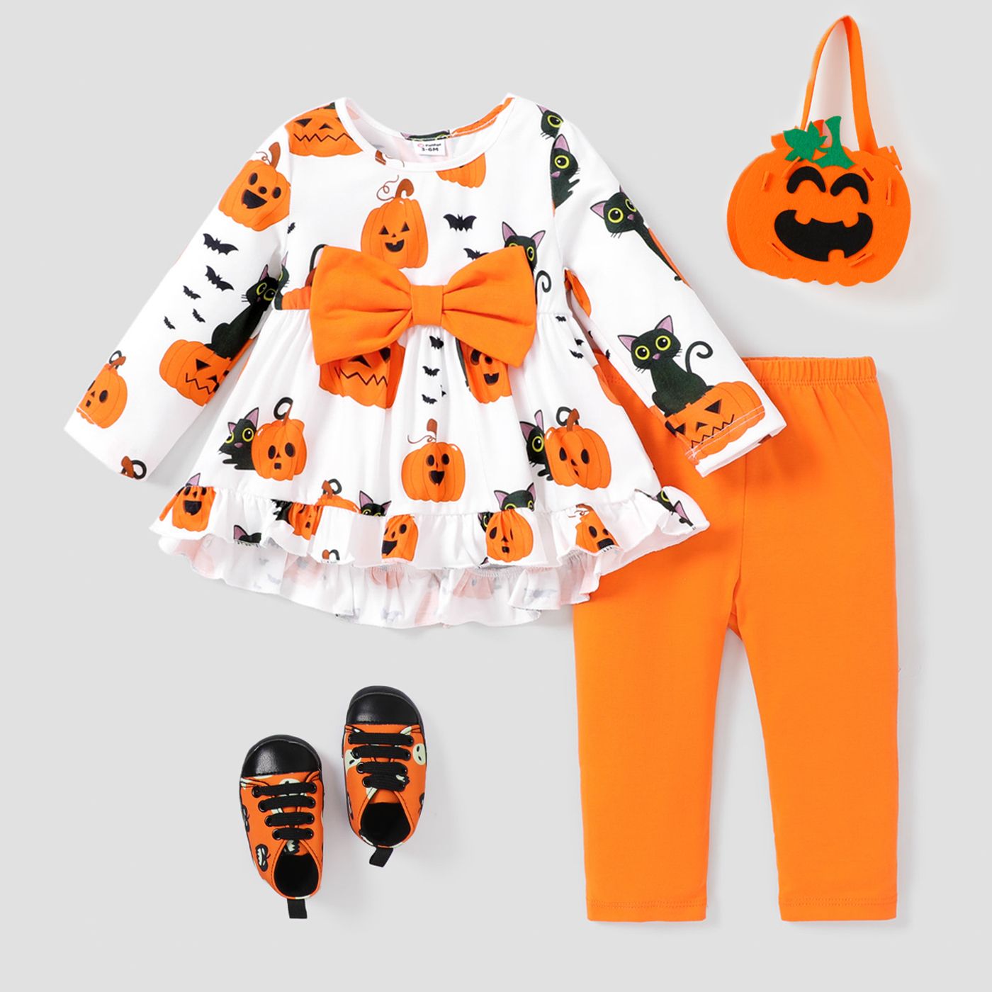 

2PCS Baby Girl Butterfly Design Halloween Hyper-Tactile 3D Pattern Long Sleeve Set