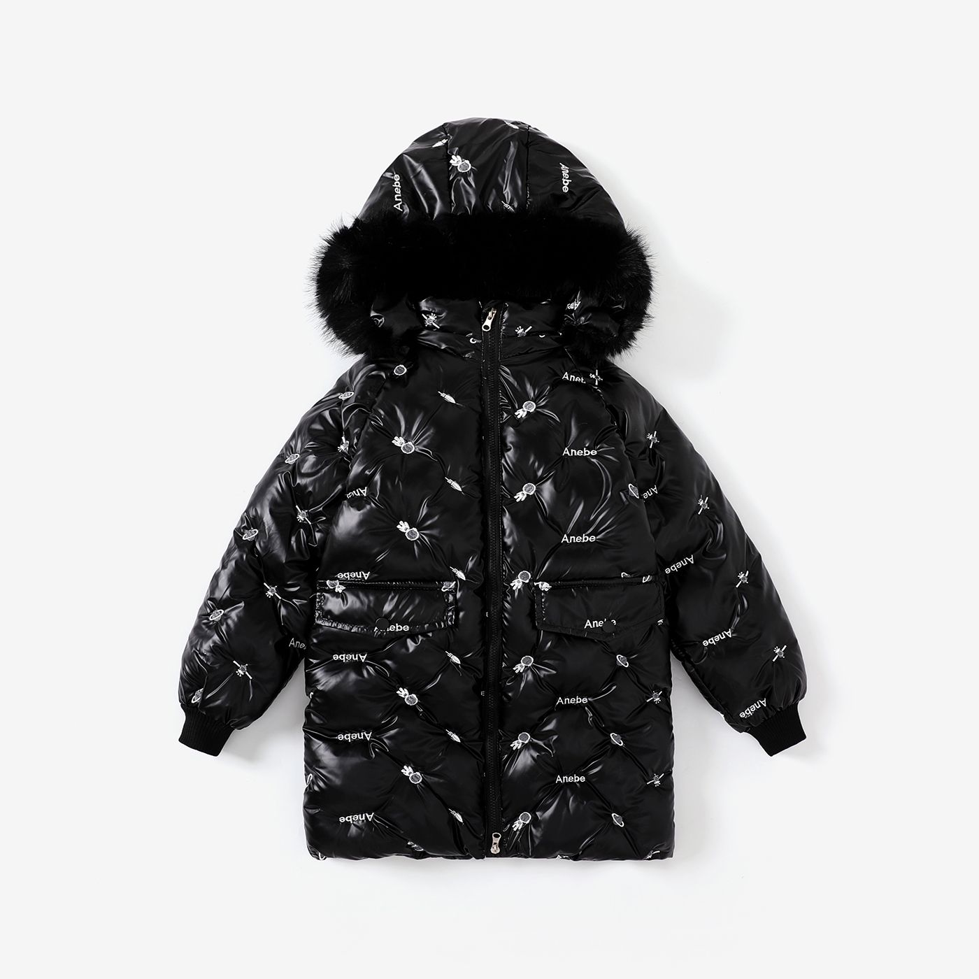 Kid Boy / Girl Avant-garde Letter Pattern Hooded Down Jacket