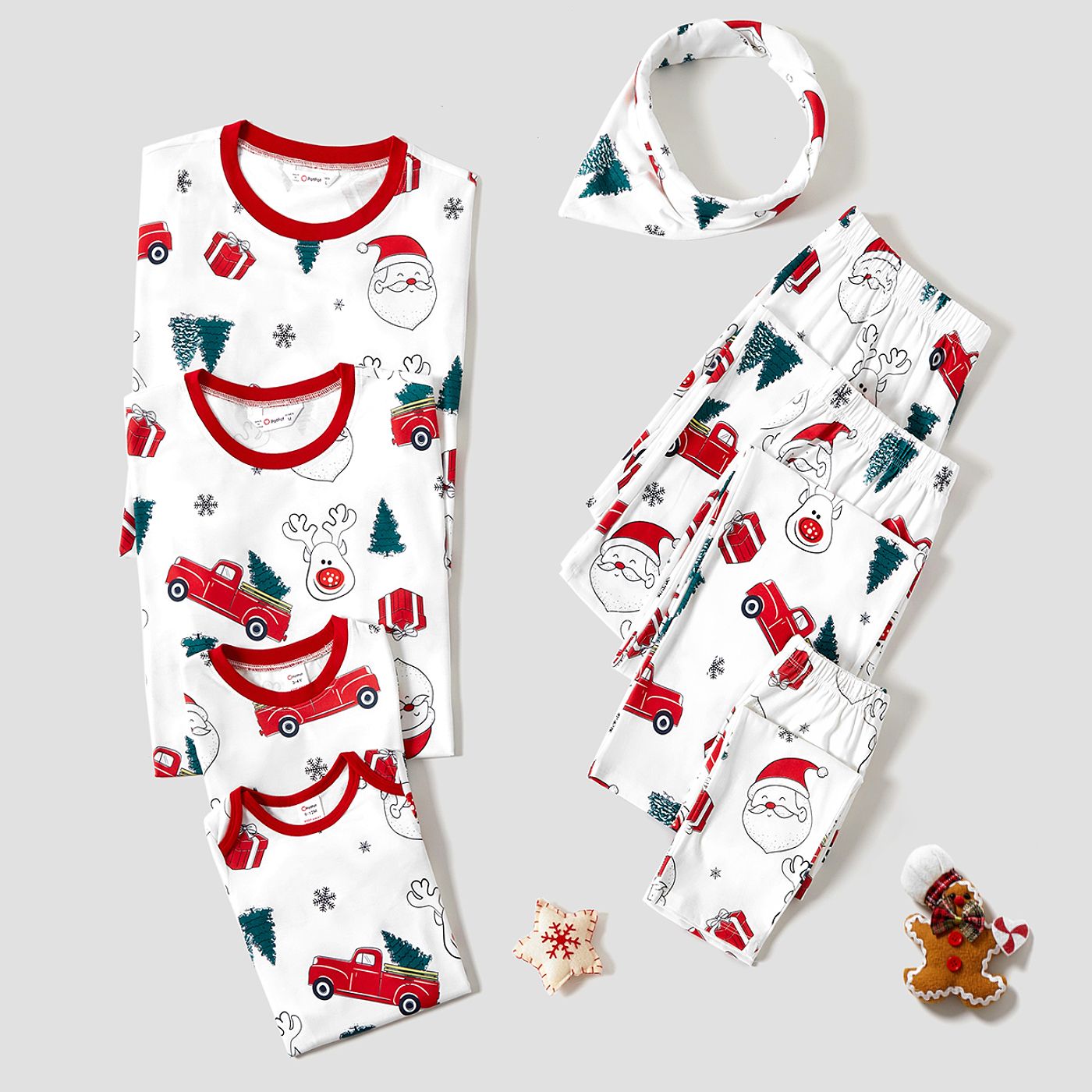 Christmas Trunk And Santa Print Family Matching Pajamas Sets (Flame Resistant)