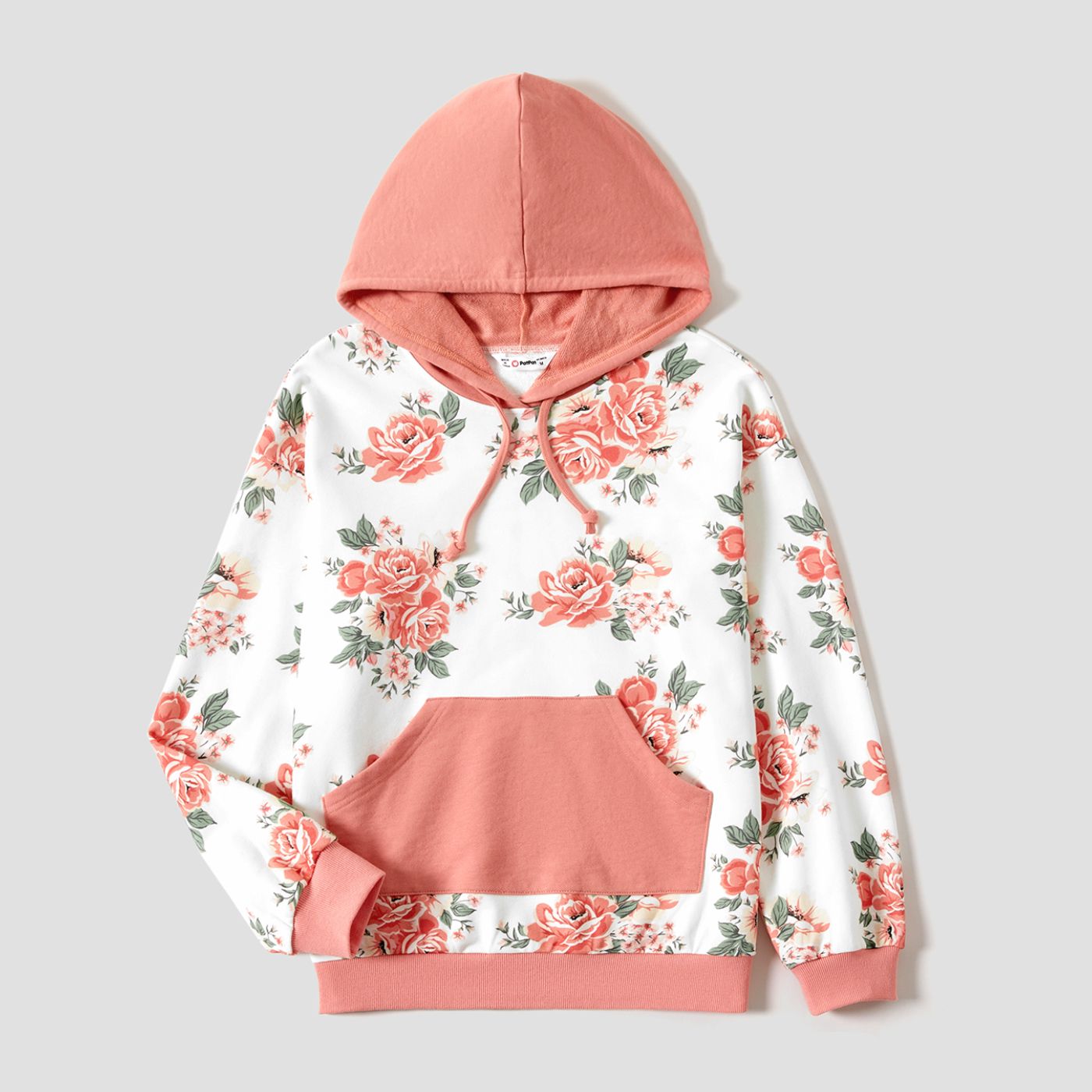 Mommy And Me Floral Allover Print Long Sleeve Pocket Hooded Tops
