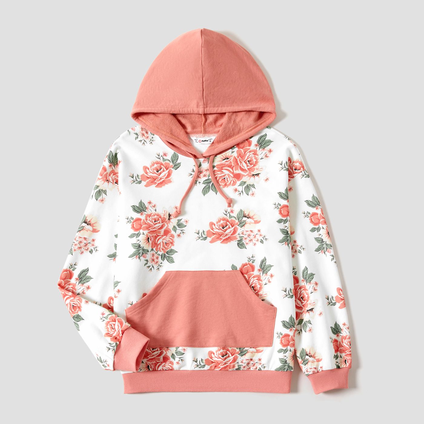 

Mommy and Me Floral Allover Print Long Sleeve Pocket Hooded Tops