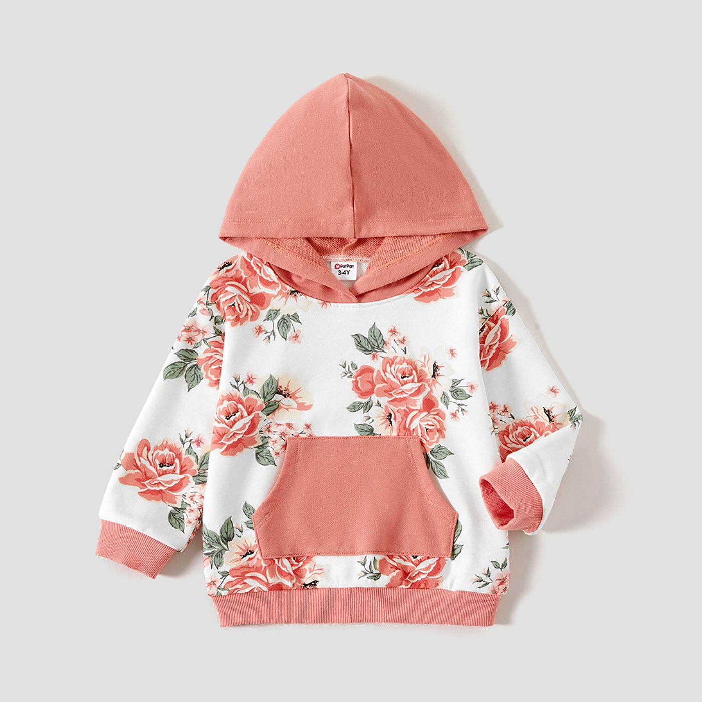 Mommy And Me Floral Allover Print Long Sleeve Pocket Hooded Tops