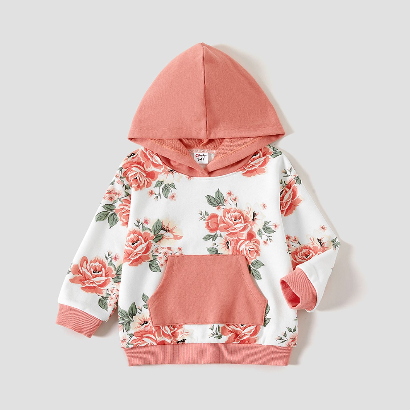 

Mommy and Me Floral Allover Print Long Sleeve Pocket Hooded Tops