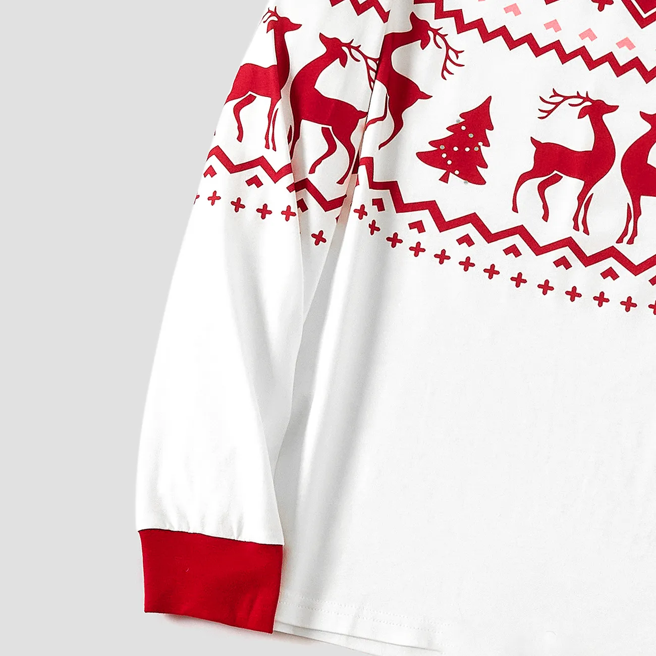 Christmas Reindeer and Snowflake Print Family Matching Pajamas Sets (Flame Resistant) Red big image 1