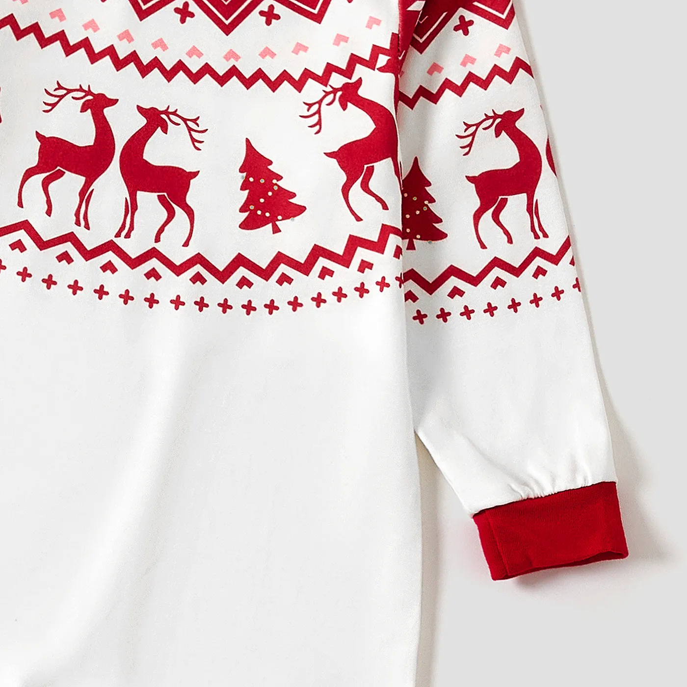 Christmas Reindeer and Snowflake Print Family Matching Pajamas Sets (Flame Resistant) Red image 5