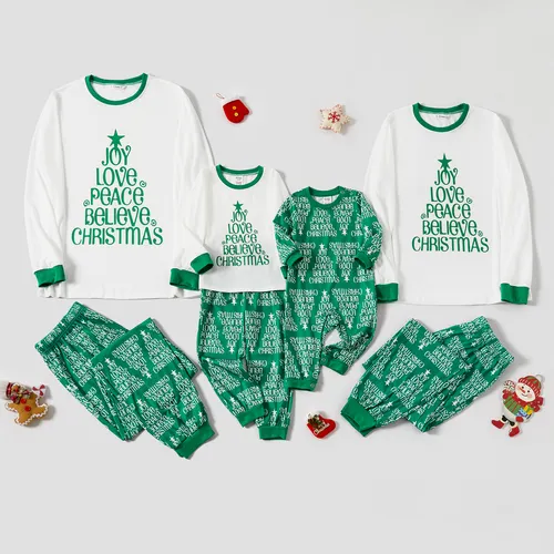 Christmas Letter Tree Print Family Matching Pajamas Sets (Flame Resistant)