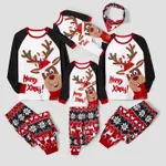 Christmas Reindeer Print Family Matching Pajamas Sets (Flame Resistant) Black image 3