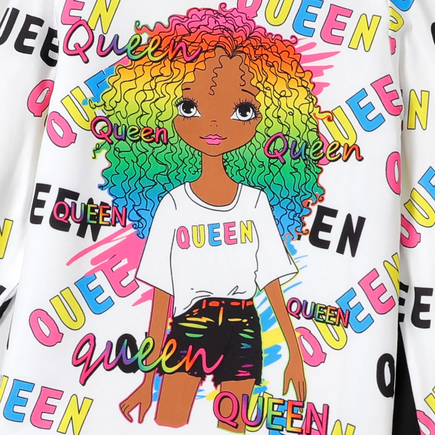 2PCS Kid Girl Character Print  Avant-garde T-shirt/ letter Print  Pant  image 3