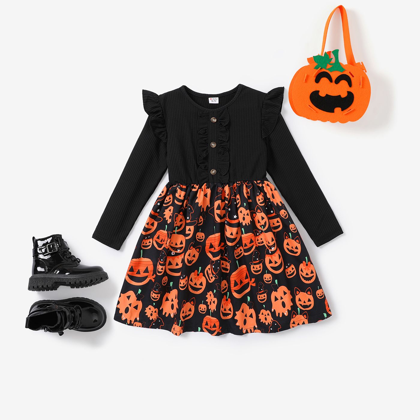 

Toddler Girl Halloween Childlike Flutter Sleeve Dress