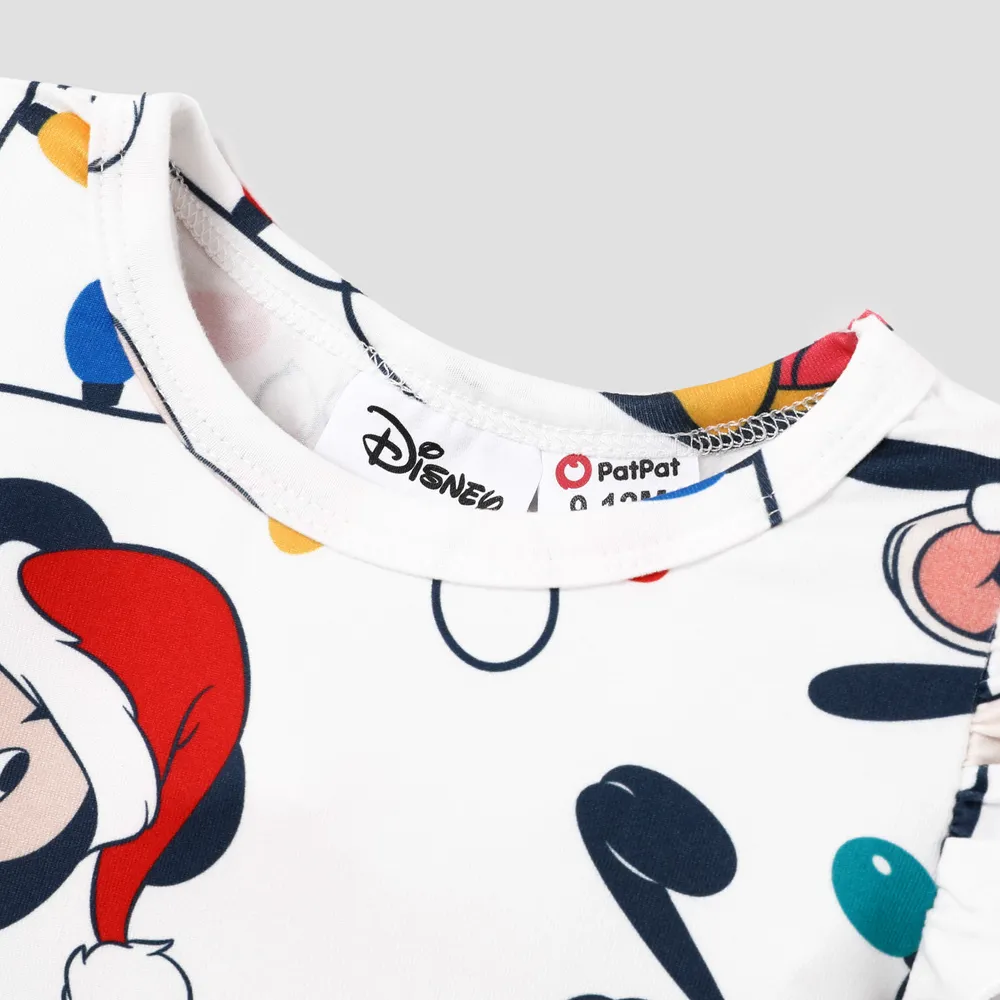 Disney Mickey and Friends Toddler Girl Christmas Full Print Bow Tie Long-sleeve Dress big image 3