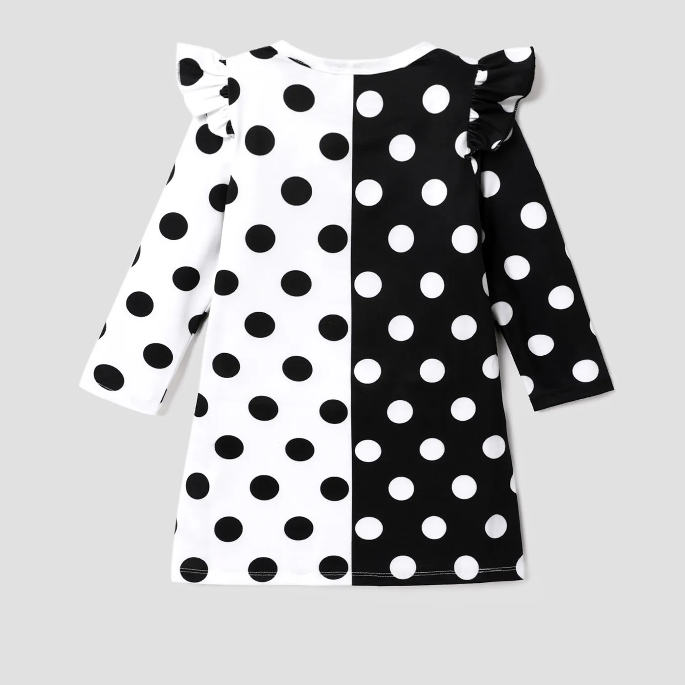 L.O.L. SURPRISE! Toddler Girl Polka Dots Colorblock Ruffled Long-sleeve Dress Color block image 3