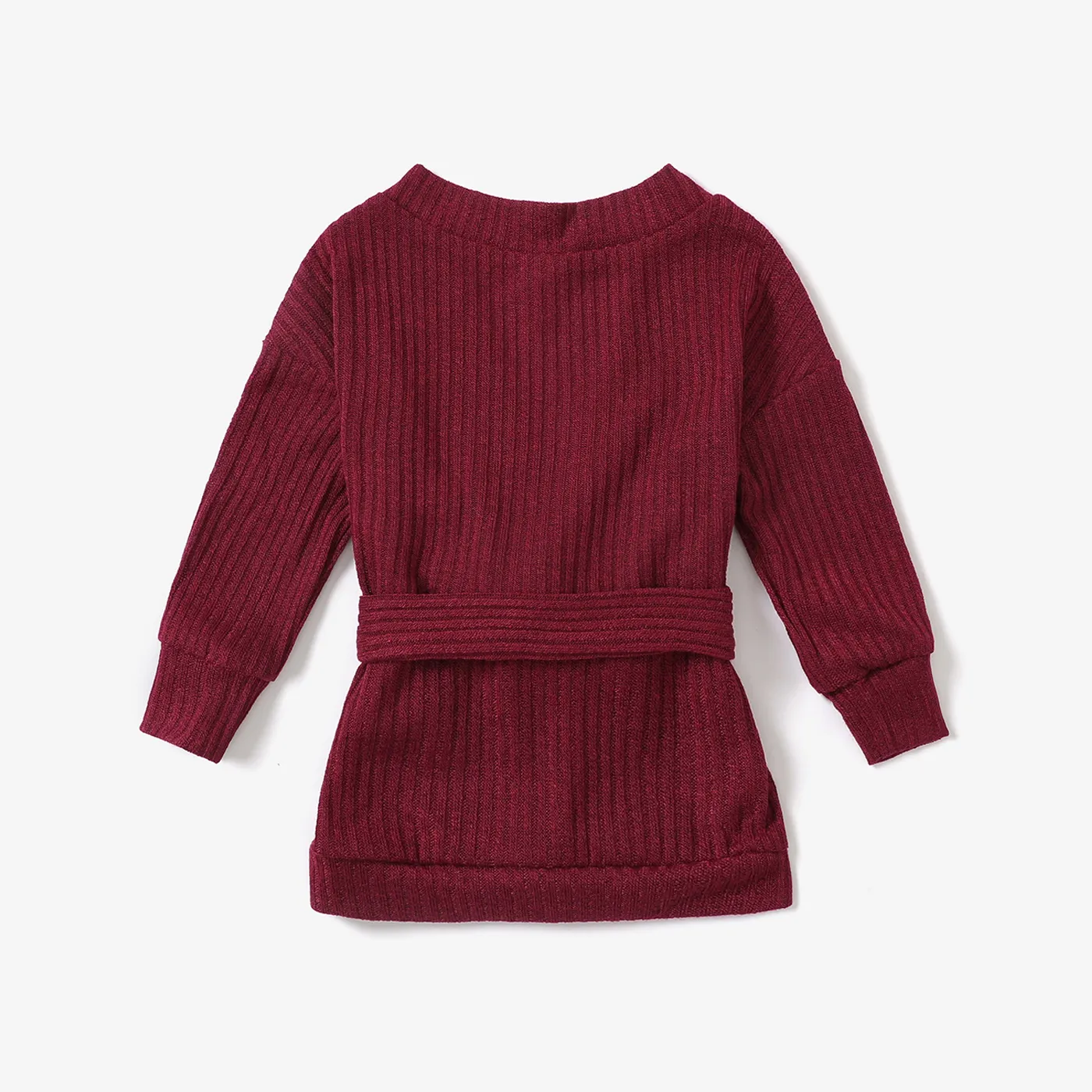 Toddler Girl Solid Color Ribbed Belted Open Front Cardigan Jacket  image 2