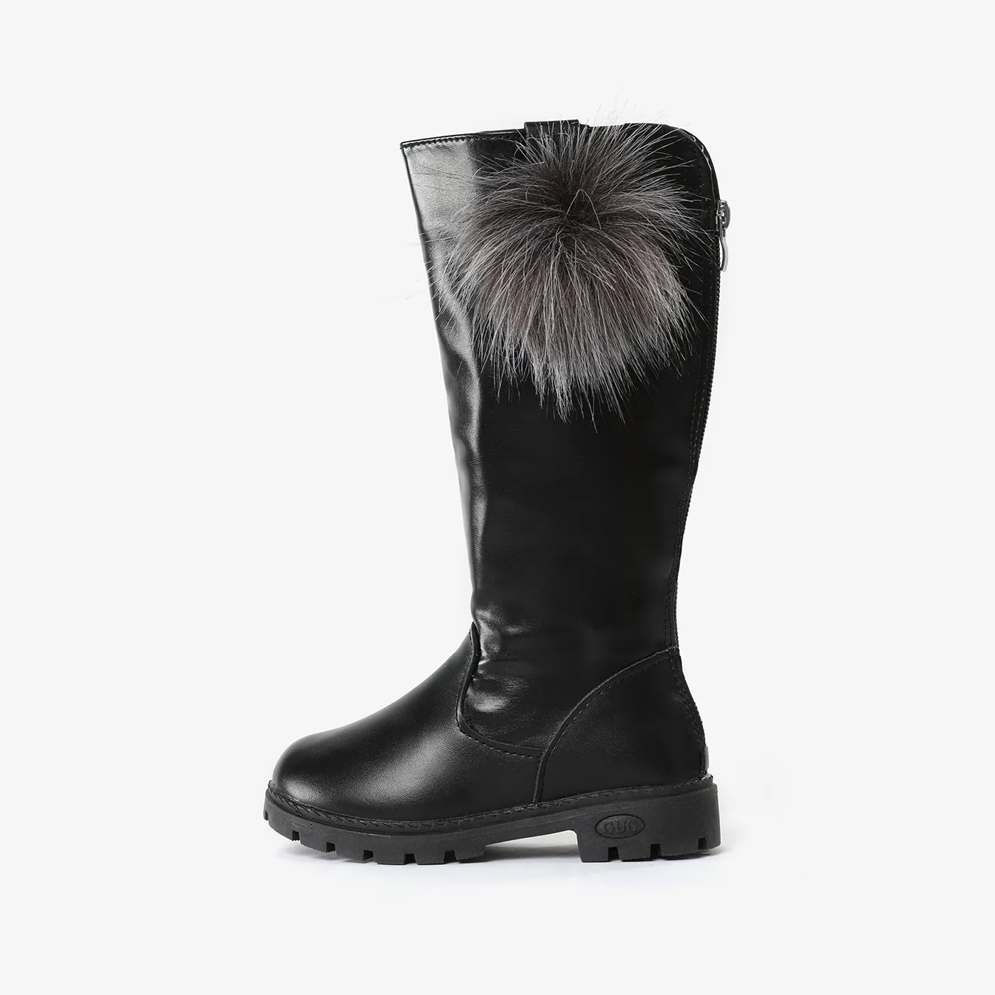 Toddler & Kids Pompom Decor Zipper High Boots Black image 6