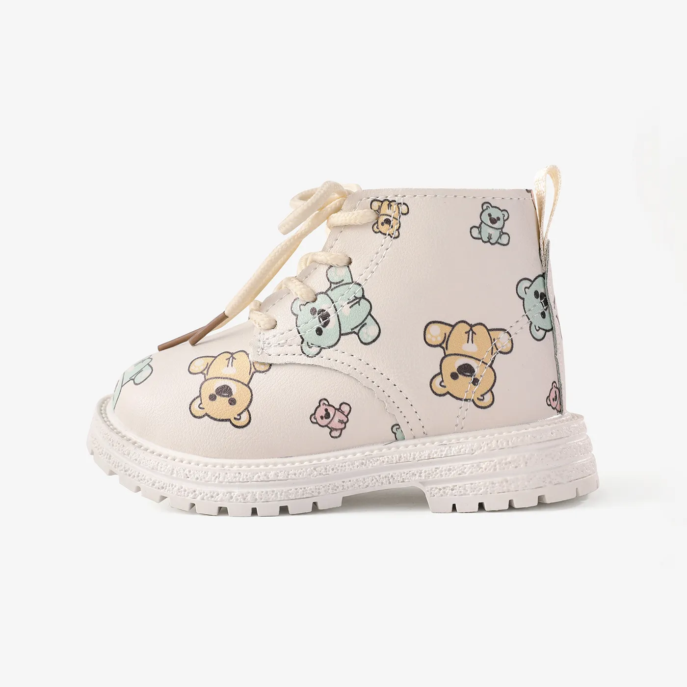  Toddlers and Kids Bear Print Side Zipper Boots Beige image 2