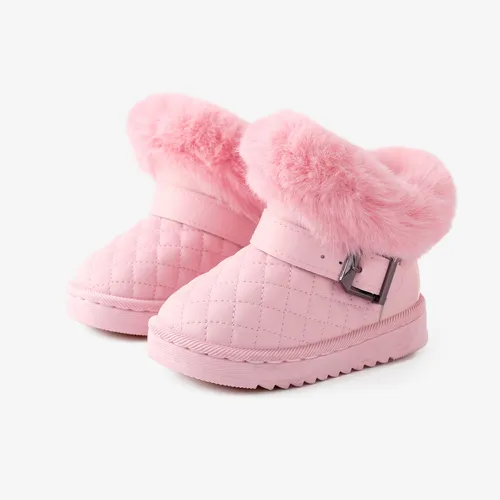 幼童和孩子的拉链雪地靴 - 时尚中性休闲纯色设计