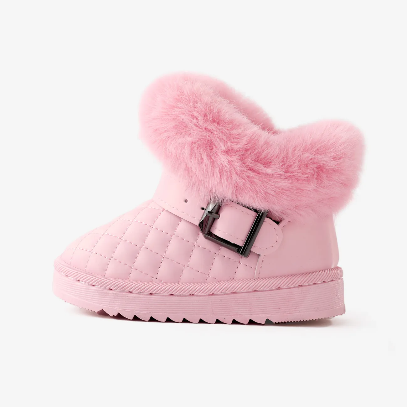 Toddler & Kids Basic Solid Color Buckle Decor Snow Boots Dark Pink big image 1