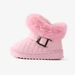 Toddler & Kids Basic Solid Color Buckle Decor Snow Boots Dark Pink image 2