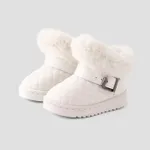 Toddler & Kids Basic Solid Color Buckle Decor Snow Boots Creamy White