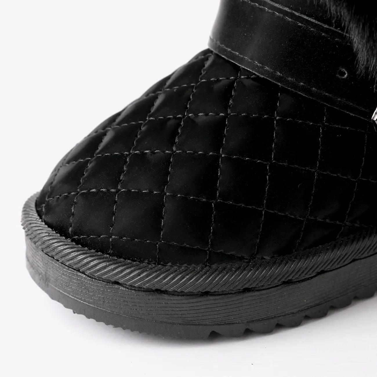 幼童和孩子的拉链雪地靴 - 时尚中性休闲纯色设计 黑色 big image 1
