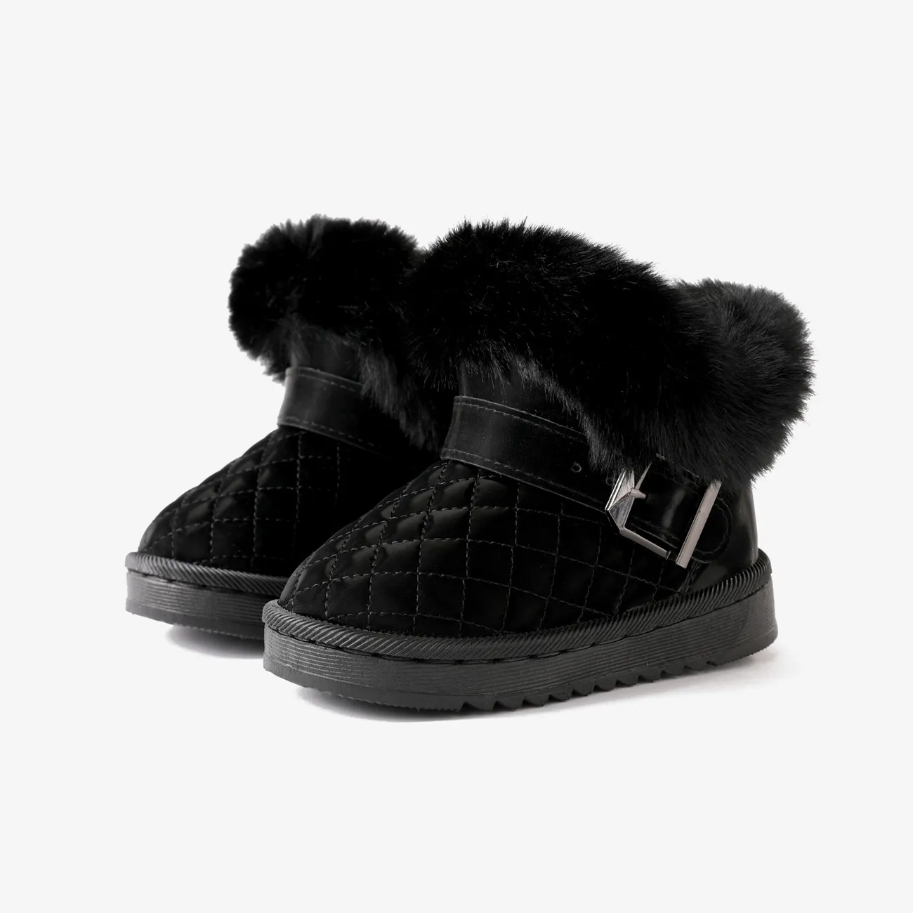 الأحذية الثلجية ذات السوستة للأطفال والأطفال الصغار - تصميم عصري لامع الجنسين بلون صلب. أسود big image 1