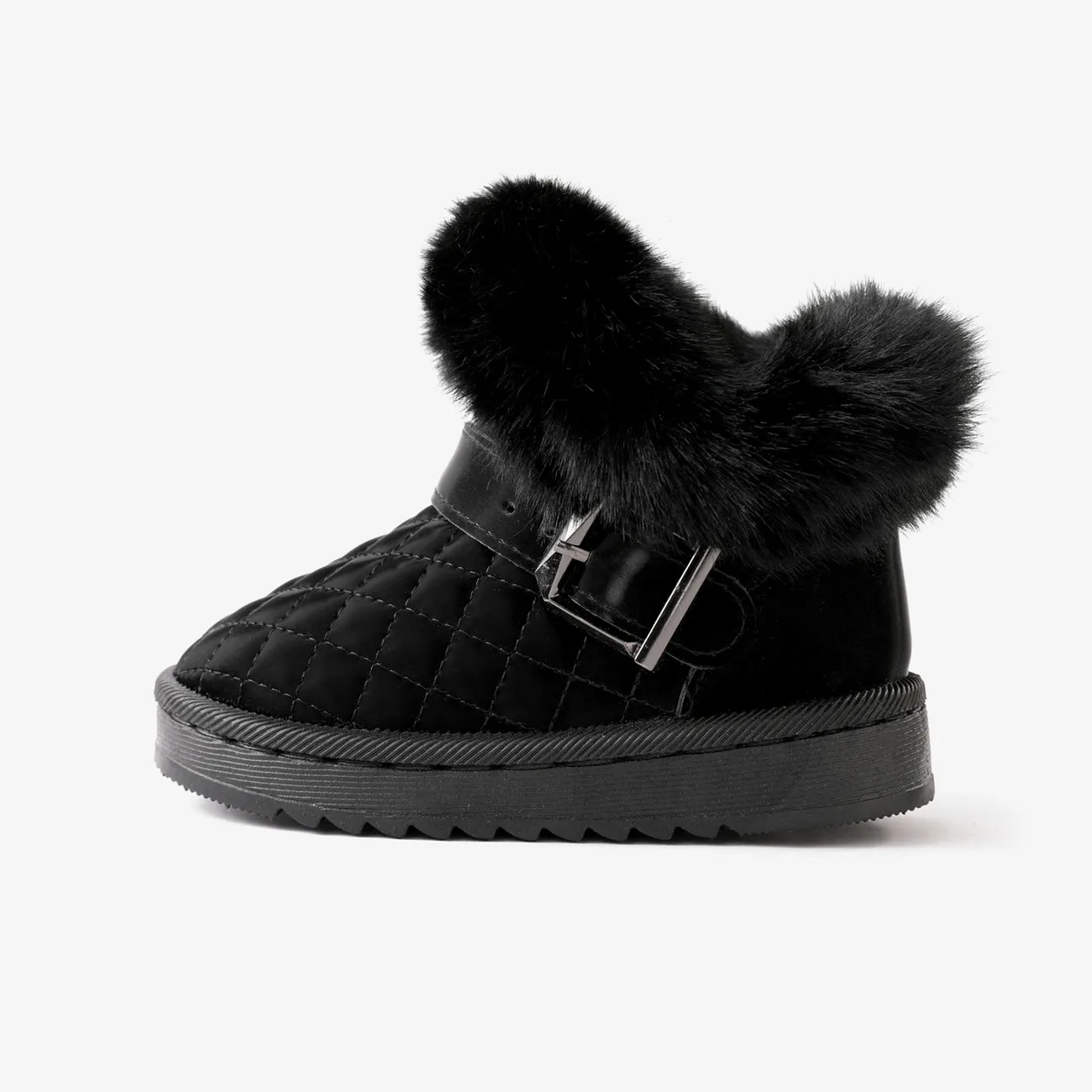 幼童和孩子的拉链雪地靴 - 时尚中性休闲纯色设计 黑色 big image 1