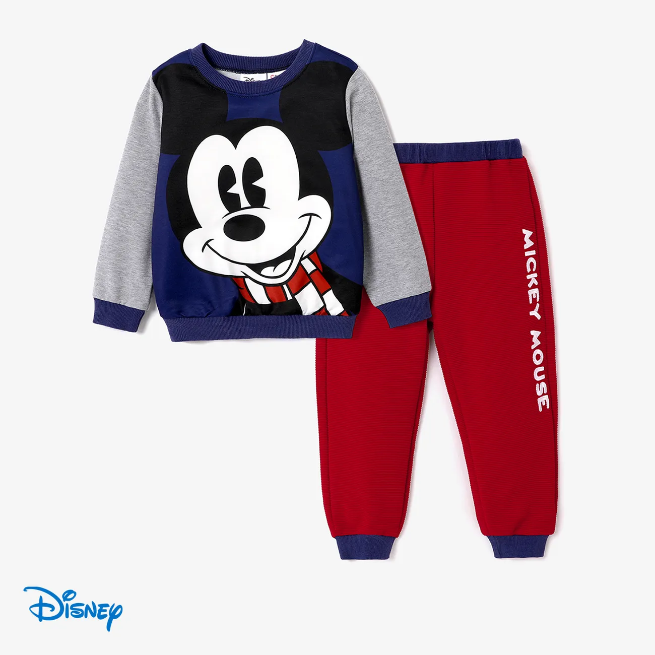 Disney Mickey and Friends أطقم 2 - 6 سنوات رجالي خياطة النسيج شخصيات أزرق غامق big image 1