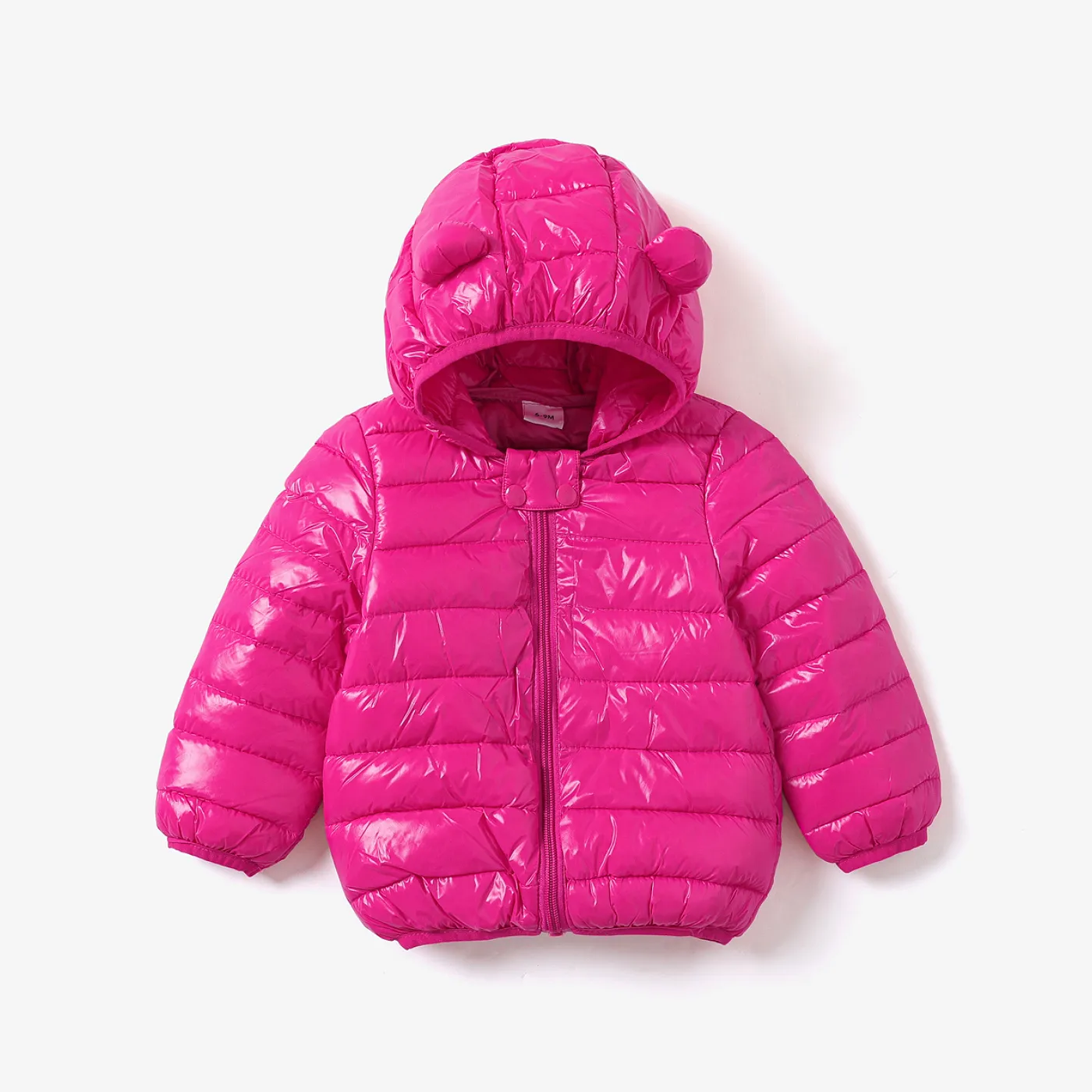 Baby / Toddler Stylish 3D Ear Print Solid Hooded Cotton Coat Hot Pink