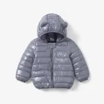 abrigo con capucha sólido con estampado de orejas en 3d con estilo para bebés / niños pequeños Gris
