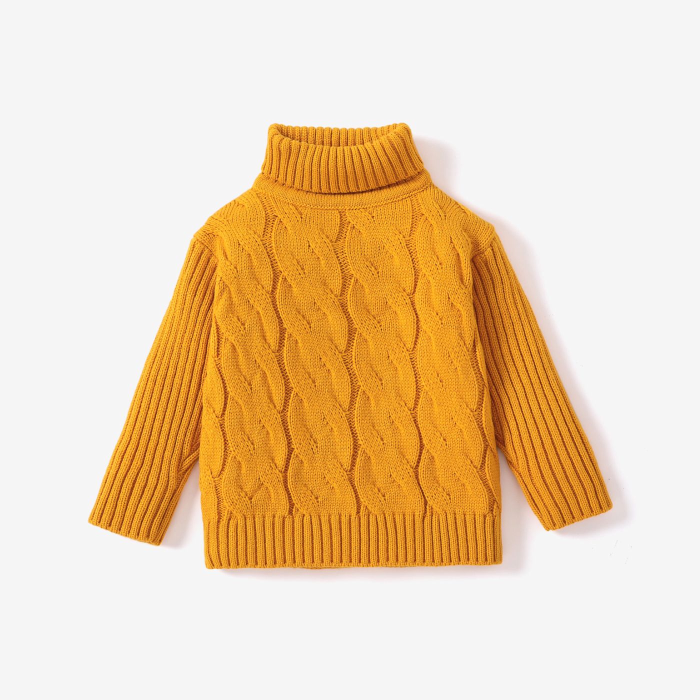 Toddler Girl/Boy Solid Cable Knit Turtleneck Sweater