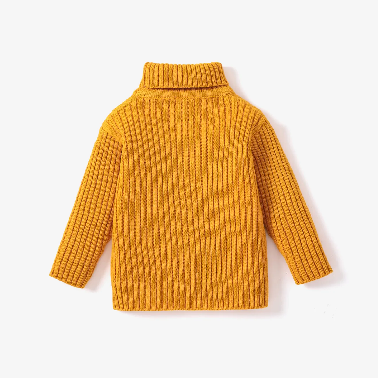 Toddler Girl/Boy Solid Cable Knit Turtleneck Sweater Yellow big image 1
