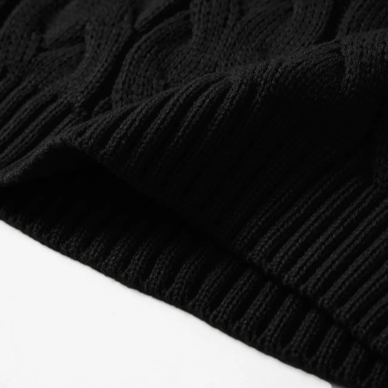 Toddler Girl/Boy Solid Cable Knit Turtleneck Sweater Black big image 1